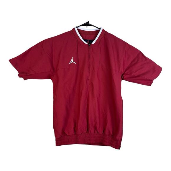 Nike Air Jordan Short Sleeve Coach Training 1/4 Zip Jacket Red Small CV5858 - Picture 1 of 12